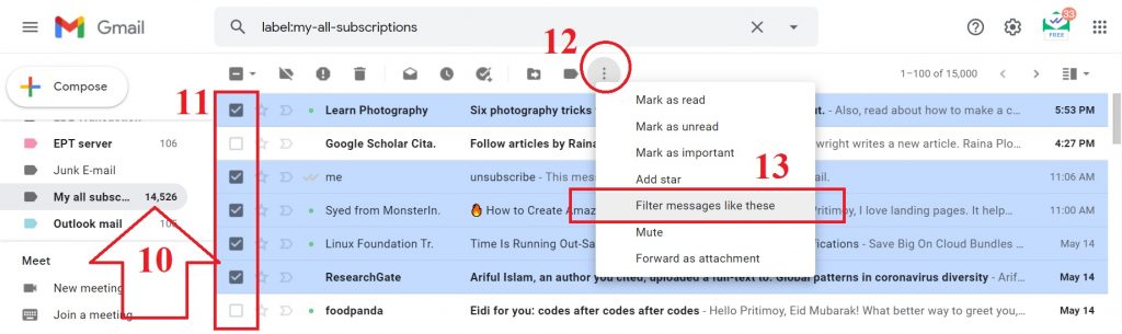 Using Gmail label to organize inbox